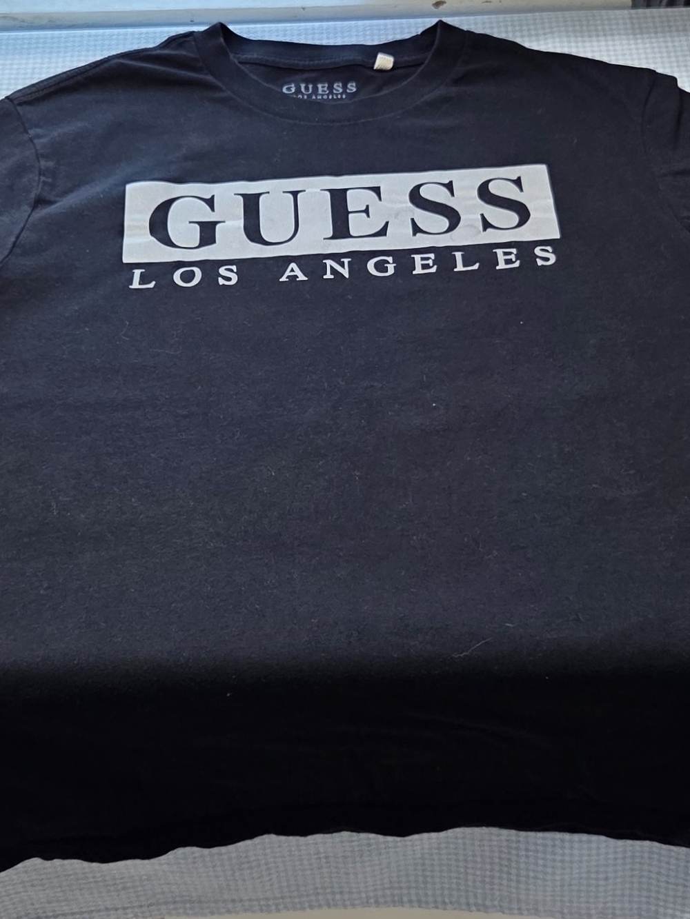 Guess Black Fabric Care Tag with White Print